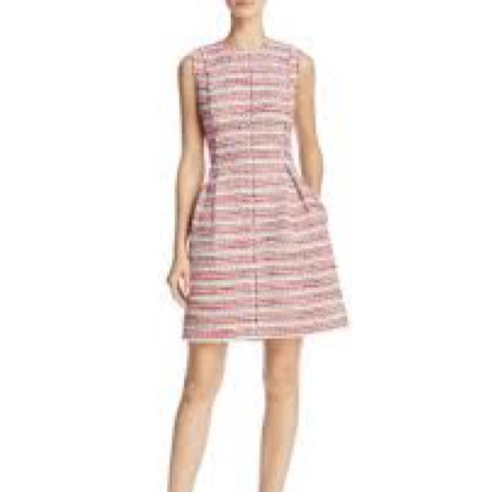 Rebecca Taylor Optic Tweed Sleeveless Dress Pink Cream Size 8